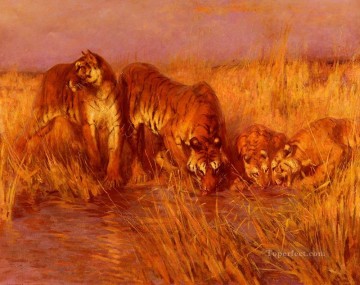 Arthur Wardle Painting - The Tiger Pool Arthur Wardle